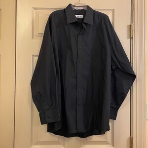 Pierre Cardin Men's Button-Down Long Sleeve‎ Black Dress Shirt, Size XL